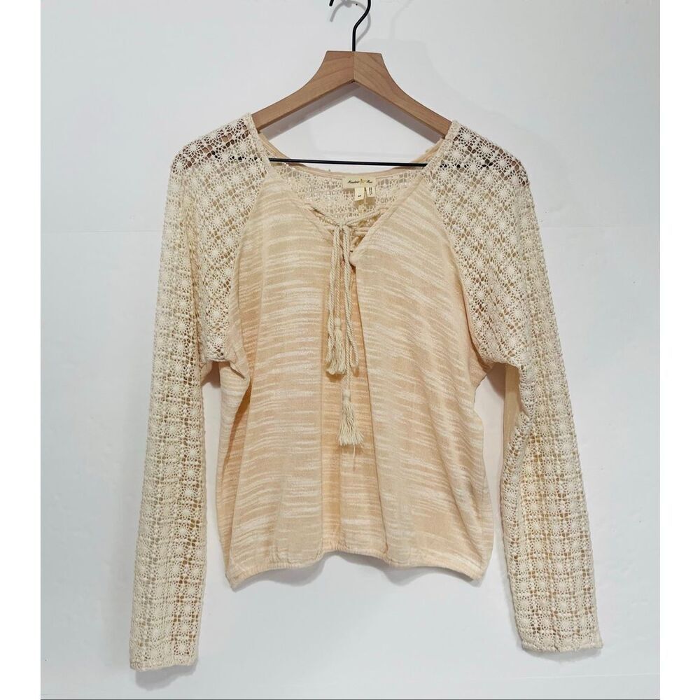 Meadow Rue Anthropologie Ivory Long Sleeve Top Size XS